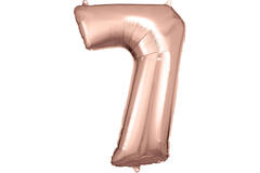 Large Number 7 Rose Gold Foil Balloon N34 Packaged 84 cm x 57 cm