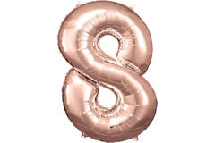 Large Number 8 Rose Gold Foil Balloon N34 Packaged 86 cm x 57 cm