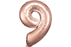 Large Number 9 Rose Gold Foil Balloon N34 Packaged 89 cm x 60 cm