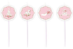 4 Mini Character Candles Princess for a Day Height 7 cm