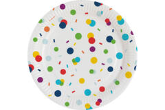 8 Plates Confetti Birthday Round Paper 18 cm