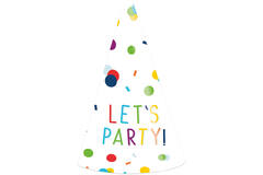 8 Party Cone Hats Confetti Birthday Paper Height 16 cm