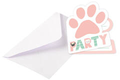 8 Invitations & Envelopes Hello Pets Paper 8 x 14 cm