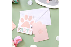 8 Invitations & Envelopes Hello Pets Paper 8 x 14 cm