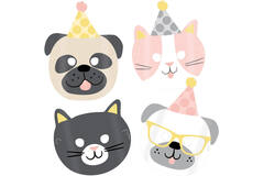 8 Masks Hello Pets Paper 16.7 x 23.2 cm