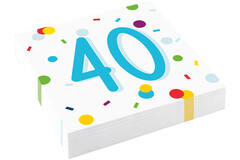 20 Napkins Confetti Birthday 40 33 x 33 cm