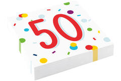 20 Napkins Confetti Birthday 50 33 x 33 cm