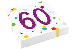 20 Napkins Confetti Birthday 60 33 x 33 cm