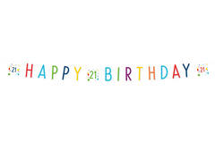 Letter Banner Confetti Birthday 21 Paper 180 x 13,8 cm