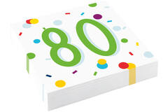 20 Napkins Confetti Birthday 80 33 x 33 cm