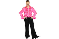 Adult Costume Satin Shirt Pink Size std