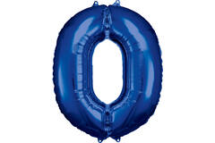 Large Number 0 Blue Foil Balloon N34 Packaged 86 cm x 70 cm