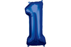 Large Number 1 Blue Foil Balloon N34 Packaged 88 cm x 38 cm