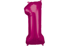 Large Number 1 Pink Foil Balloon N34 Packaged 88 cm x 38 cm