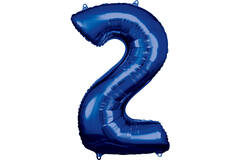 Large Number 2 Blue Foil Balloon N34 Packaged 92 cm x 57 cm