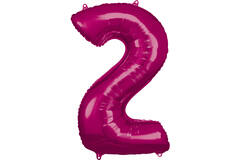 Large Number 2 Pink Foil Balloon N34 Packaged 92 cm x 57 cm