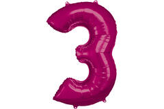 Large Number 3 Pink Foil Balloon N34 Packaged 92 cm x 58 cm