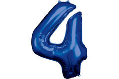 Large Number 4 Blue Foil Balloon N34 Packaged 93 cm x 65 cm