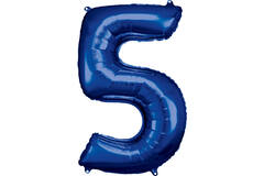 Large Number 5 Blue Foil Balloon N34 Packaged 92 cm x 57 cm
