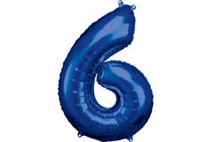 Large Number 6 Blue Foil Balloon N34 Packaged 88 cm x 60 cm