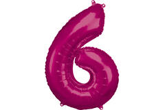 Large Number 6 Pink Foil Balloon N34 Packaged 88 cm x 60 cm