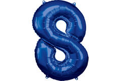 Large Number 8 Blue Foil Balloon N34 Packaged 86 cm x 57 cm