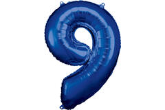Large Number 9 Blue Foil Balloon N34 Packaged 89 cm x 60 cm