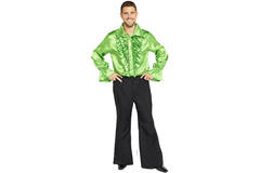 Adult Costume Satin Shirt Lime Size Small