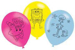 6 Latex Balloons SpongeBob 27.5 cm/11''