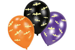 6 Latex Balloons Glow in the dark Bats