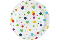 8 Plates Confetti Birthday Round Paper 23 cm
