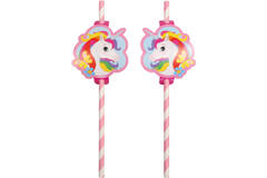 8 Paper Drinking Straws Unicorn 19,7 cm