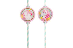 8 Paper Drinking Straws Magical Unicorn 19,7 cm
