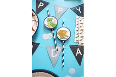 8 Paper Drinking Straws Happy Dinosaur 19,7 cm