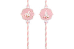 8 Paper Drinking Straws Princess for a Day 19,7 cm