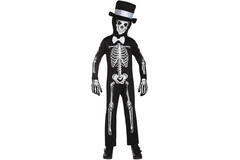 Child Costume Skeleton Bone Zombie Age 8-10 Years