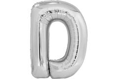 Large Letter D Silver Foil Balloon N34 Packaged 84 cm x 62 c