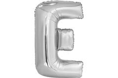Large Letter E Silver Foil Balloon N34 Packaged 88 cm x 56 c