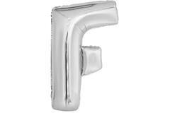 Large Letter F Silver Foil Balloon N34 Packaged 87 cm x 54 c