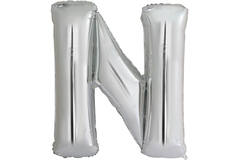 Large Letter N Silver Foil Balloon N34 Packaged 83 cm x 79 c