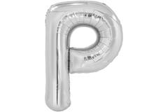Large Letter P Silver Foil Balloon N34 Packaged 87 cm x 60 c