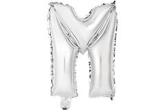 Mini Letter M Silver Foil Balloon N16 Packaged 34 cm x 26 cm