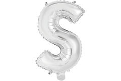 Mini Letter S Silver Foil Balloon N16 Packaged 33 cm x 21 cm