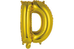 Mini Letter D Gold Foil Balloon N16 Packaged 33 cm x 26 cm