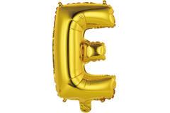 Mini Letter E Gold Foil Balloon N16 Packaged 33 cm x 21 cm