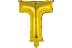 Mini Letter T Gold Foil Balloon N16 Packaged 34 cm x 27 cm