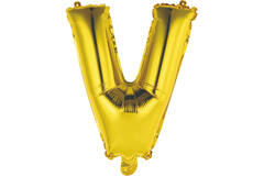 Mini Letter V Gold Foil Balloon N16 Packaged 35 cm x 30 cm