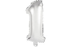 Mini Number 1 Silver Foil Balloon N16 Packaged 35 cm x 16 cm