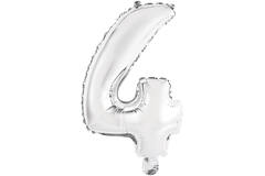 Mini Number 4 Silver Foil Balloon N16 Packaged 35 cm x 23 cm