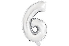 Mini Number 6 Silver Foil Balloon N16 Packaged 36 cm x 22 cm